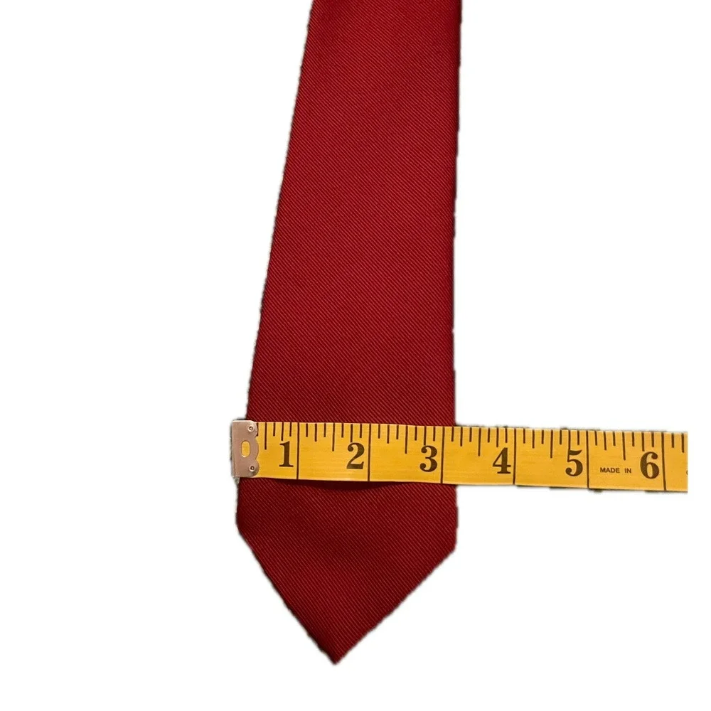 Vintage 70s Sears Mens Red Ribbed Silk Blend Necktie Fall Mod Disco Funky